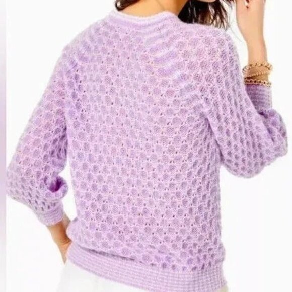 Lilly Pulitzer Women's Purple Corabelle Balloon Sleeve Sweater - Size‎ M Medium - Picture 6 of 6